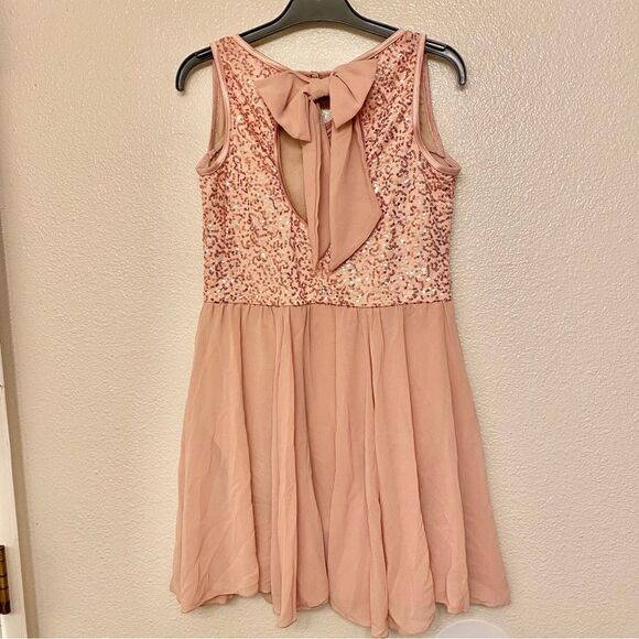 WEISSMAN Dance Costume lyrical pink sequin bow dress No Angel 9796 child XLC - Picture 3 of 11